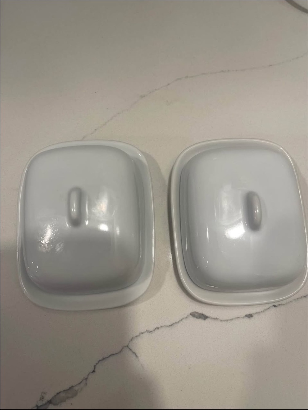 2 Vintage White Butter Dish - Picture 2 of 7